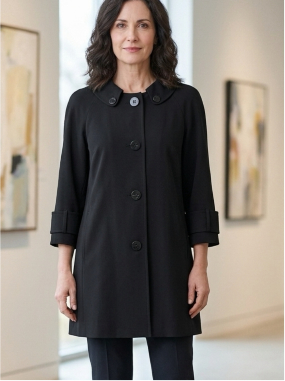 Women's vintage Larry Levine Black Button-Front Lightweight jacket Size 12.